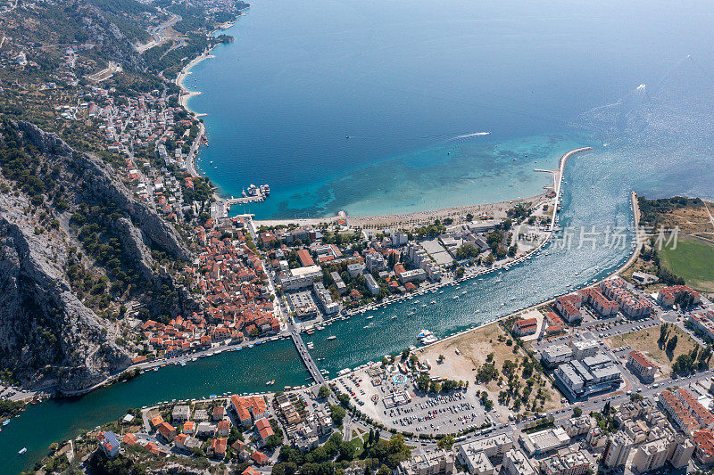 Aerial view of Omi? city in Croatia